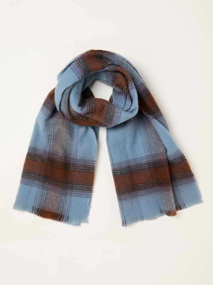 Fat Face Zoe Blue Check Scarf