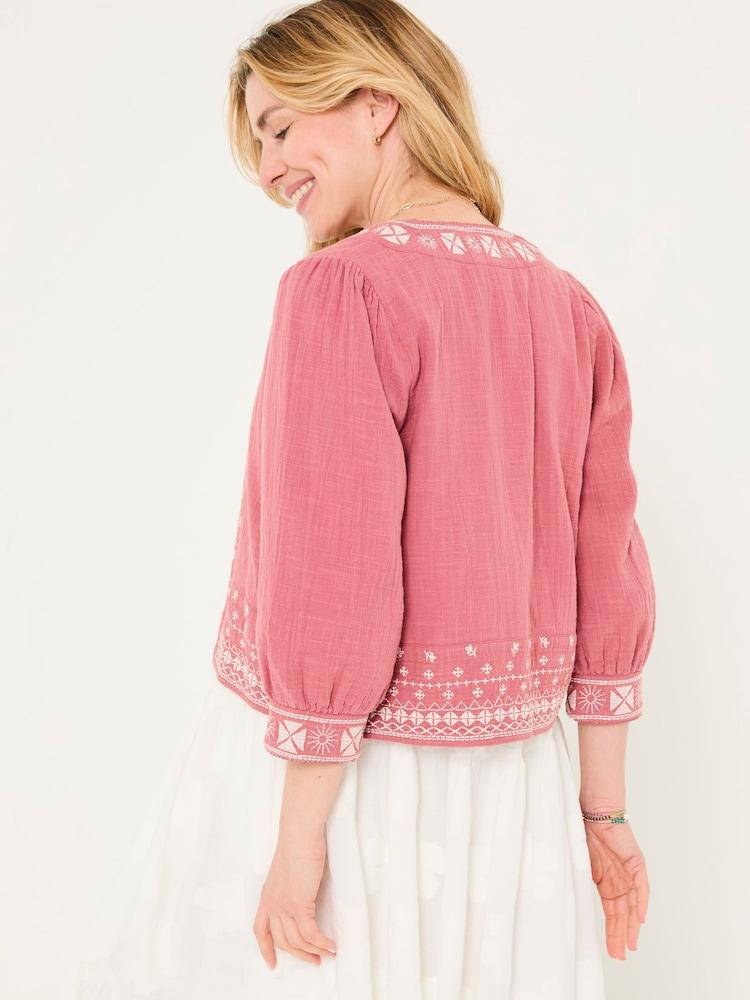 Fat Face Zoe Pink Embroidered Jacket