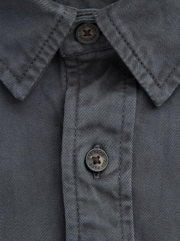 fat face Filey Washed Black Long Sleeve Plain Shirt