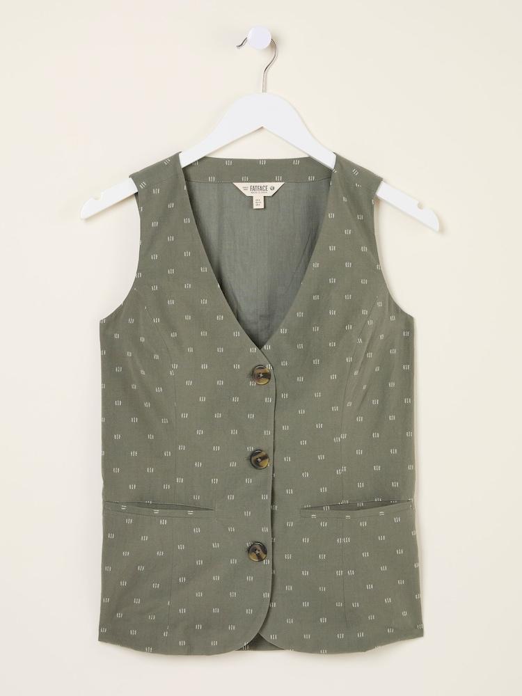 fat face Florrie Light Green Florrie Embroidered Waistcoat