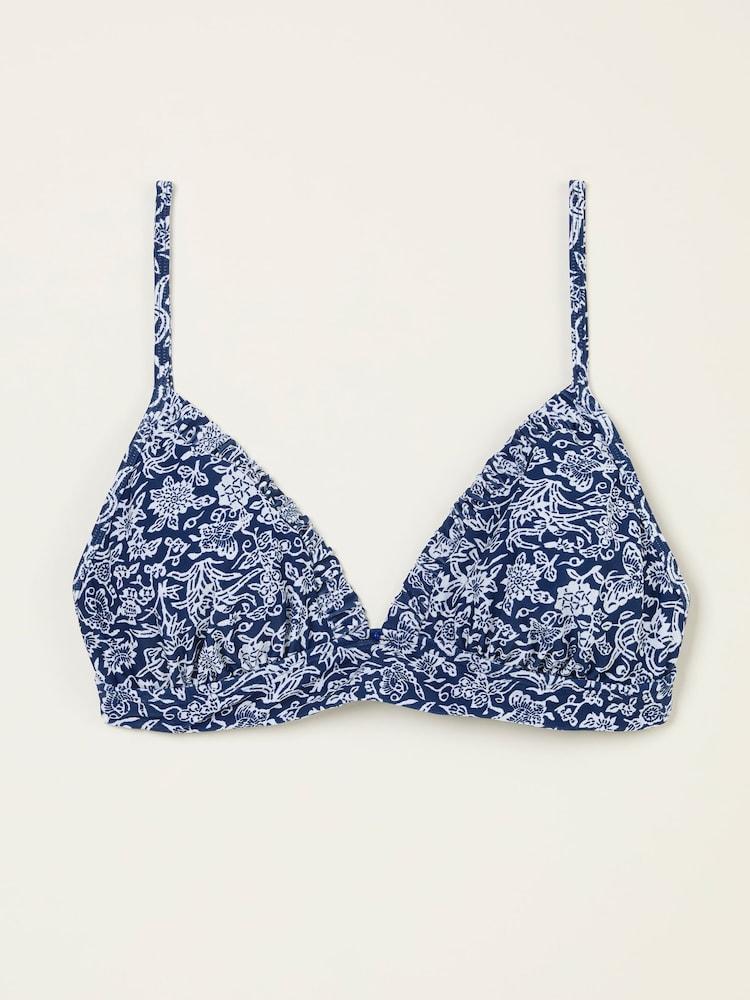 Fat Face Formby Indigo Blue Damask Paisley Bikini Top