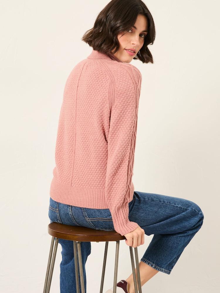 Fat Face Freida Rose Pink Turtle Neck Knitted Jumper