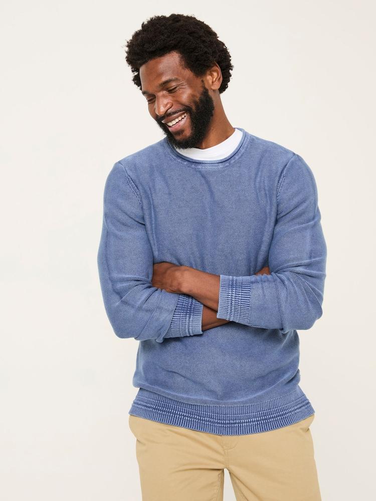 Fat Face French Navy Berwick Laundered Crew Neck Jumper