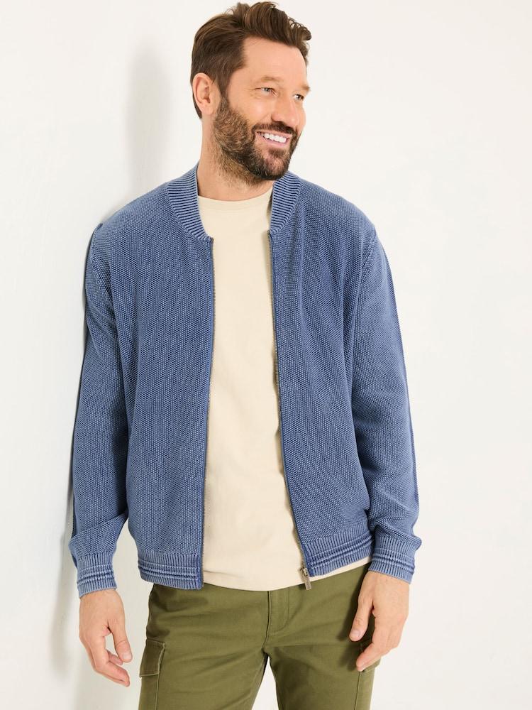 Fat Face French Navy Berwick Laundered Knitted Bomber Cardigans