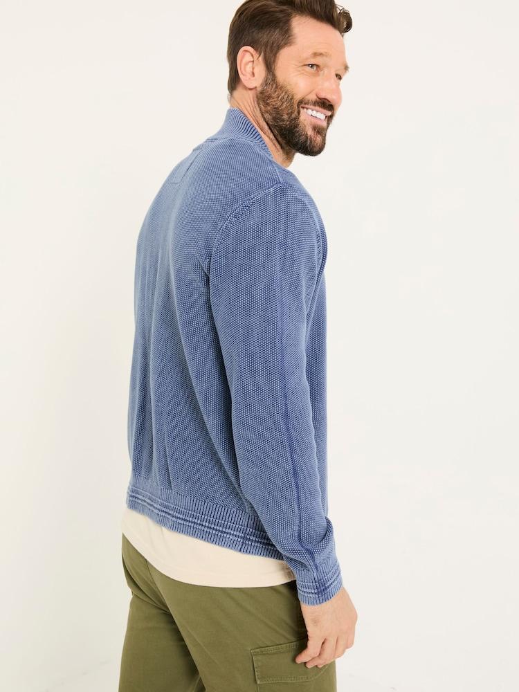 Fat Face French Navy Berwick Laundered Knitted Bomber Cardigans