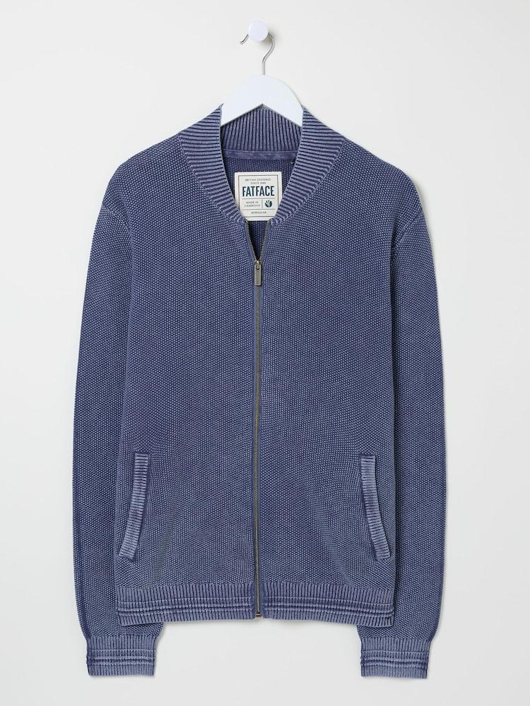 fat face French Navy Berwick Laundered Knitted Bomber Cardigans