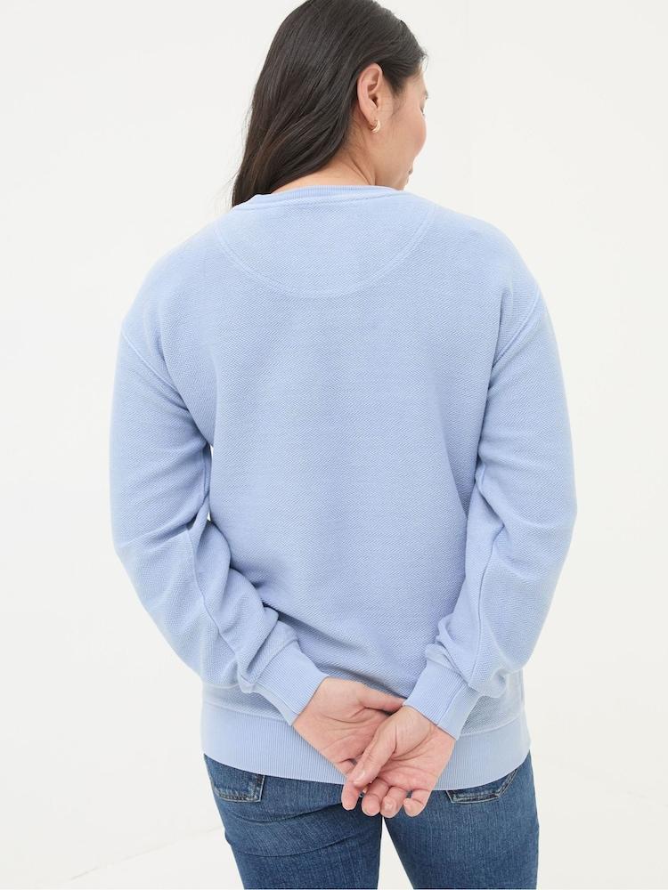 Fat Face Georgia Light Blue Textured Crew Neck Sweatshirt