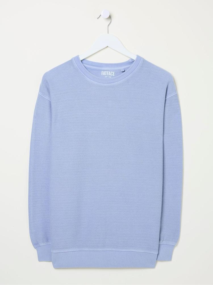 fat face Georgia Light Blue Textured Crew Neck Sweatshirt