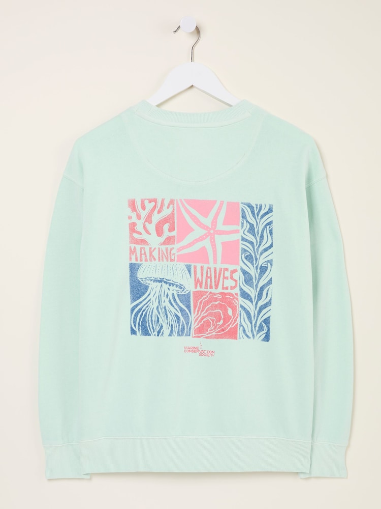 fat face Georgia Mint Green MCS Graphic Crew Sweatshirt