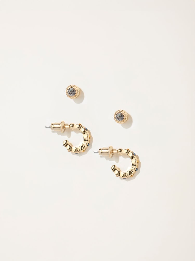 Fat Face Gold Tone 2 Pack Of Stud And Huggie Earrings