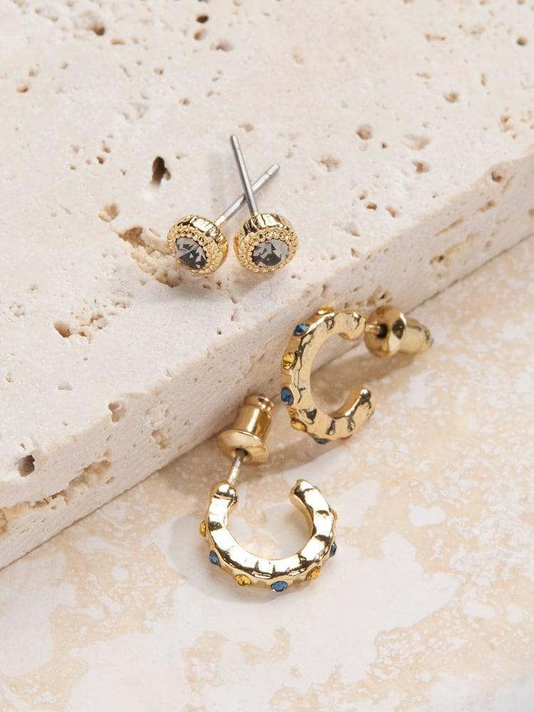 Fat Face Gold Tone 2 Pack Of Stud And Huggie Earrings