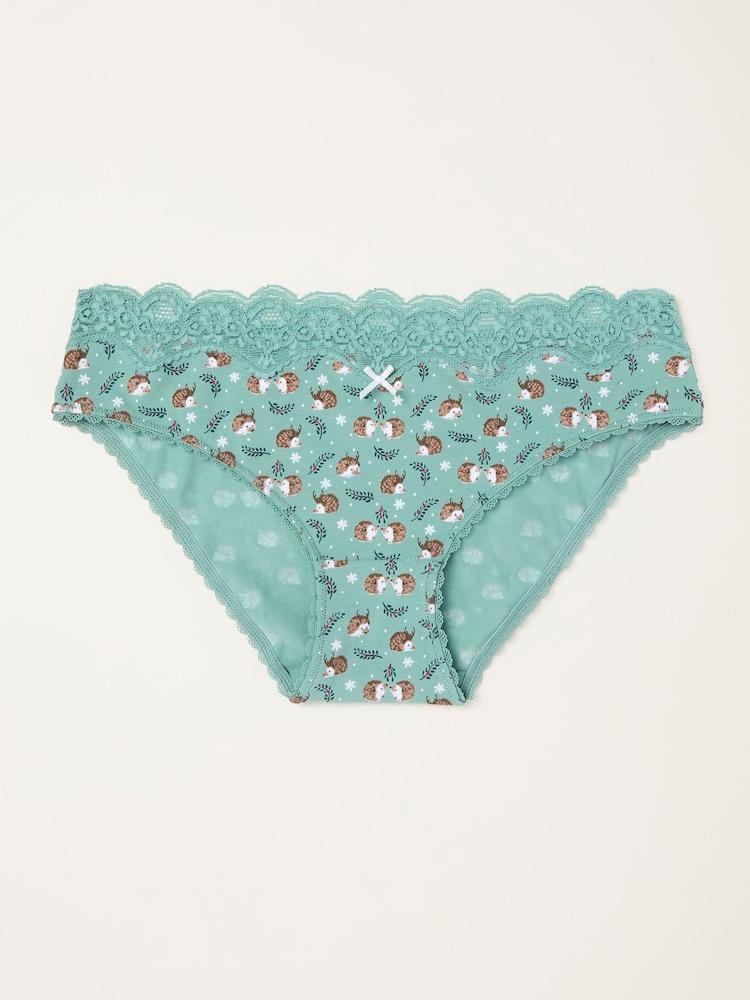 Fat Face Green Haze Festive Hedgehog Classic Knickers