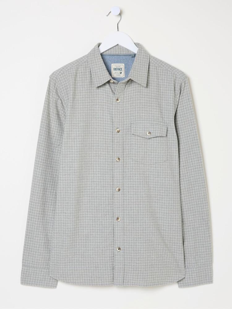 fat face Grey Long Sleeve Grantham Grid Check 100% Cotton Shirt