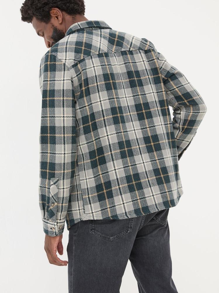 Fat Face Grey Long Sleeve Herringbone Rafety Check 100% Cotton Shirt
