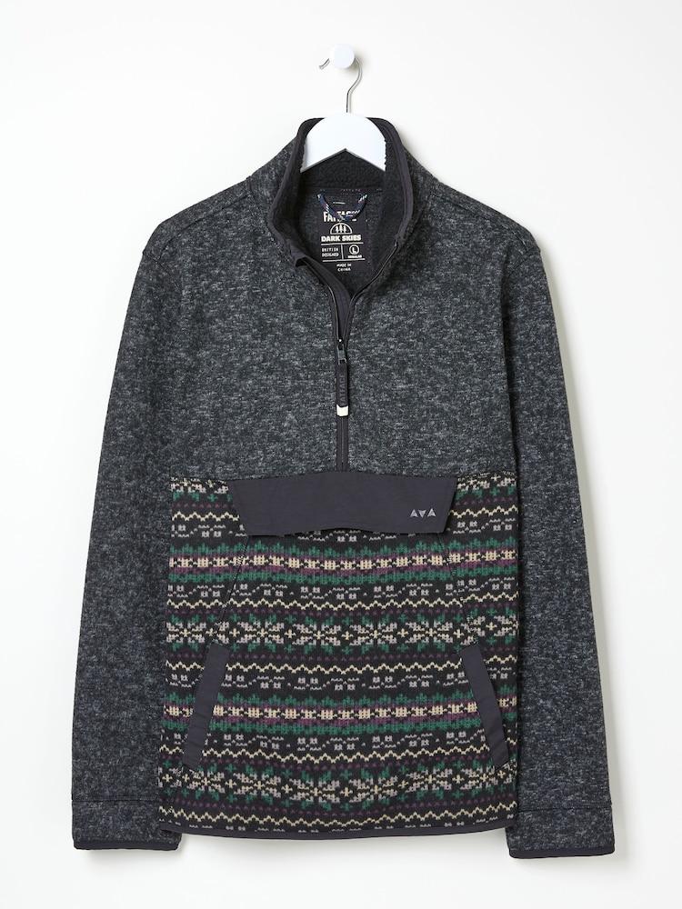 fat face Haxby Navy Dark Skies Printed Half Neck Sweatshirt