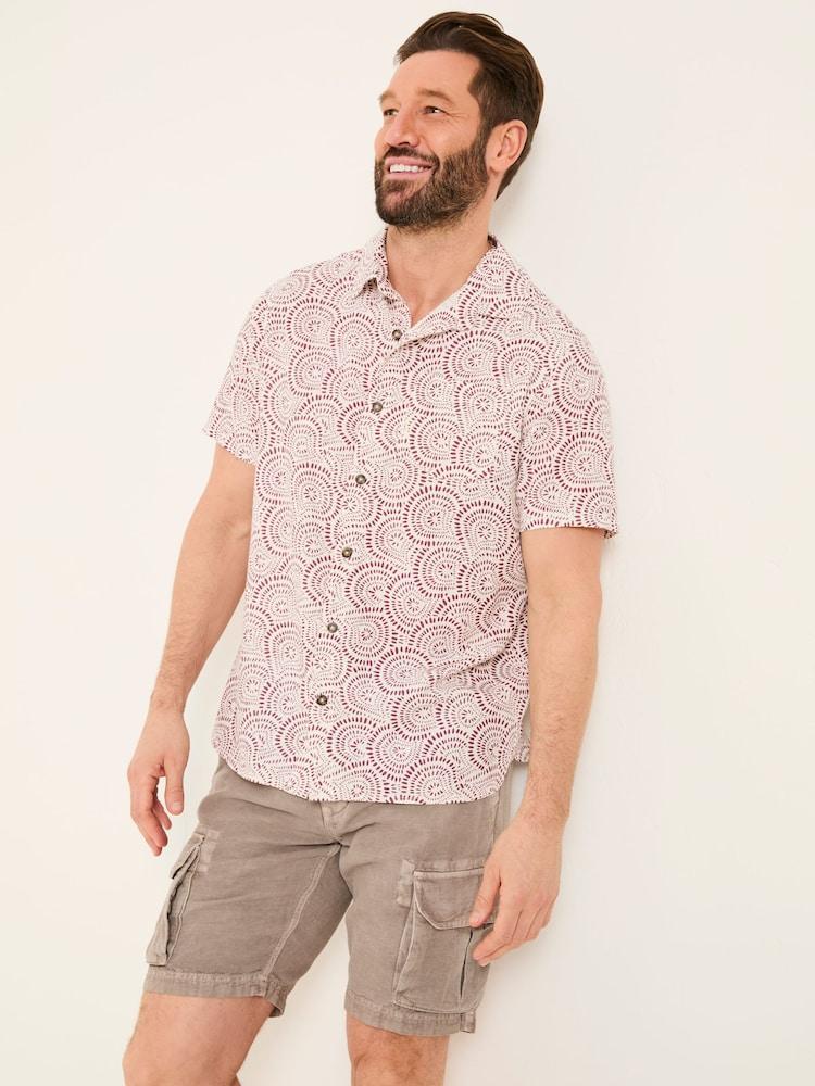 Fat Face Heather Purple Short Sleeve Dash Print Shirt