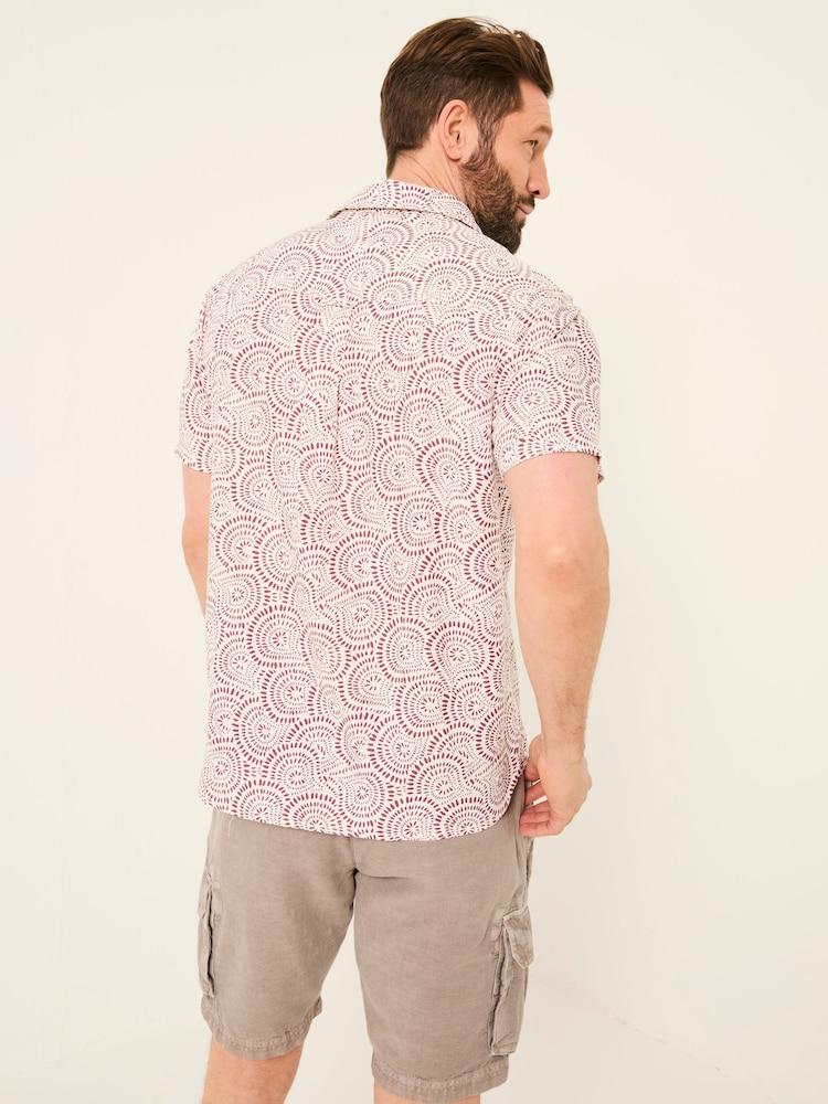Fat Face Heather Purple Short Sleeve Dash Print Shirt