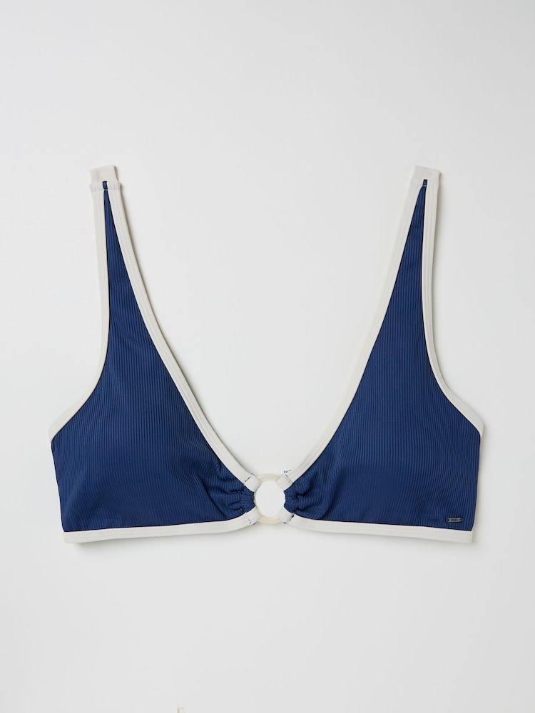 fat face Hele Dark Vintage Blue Textured Bikini Top