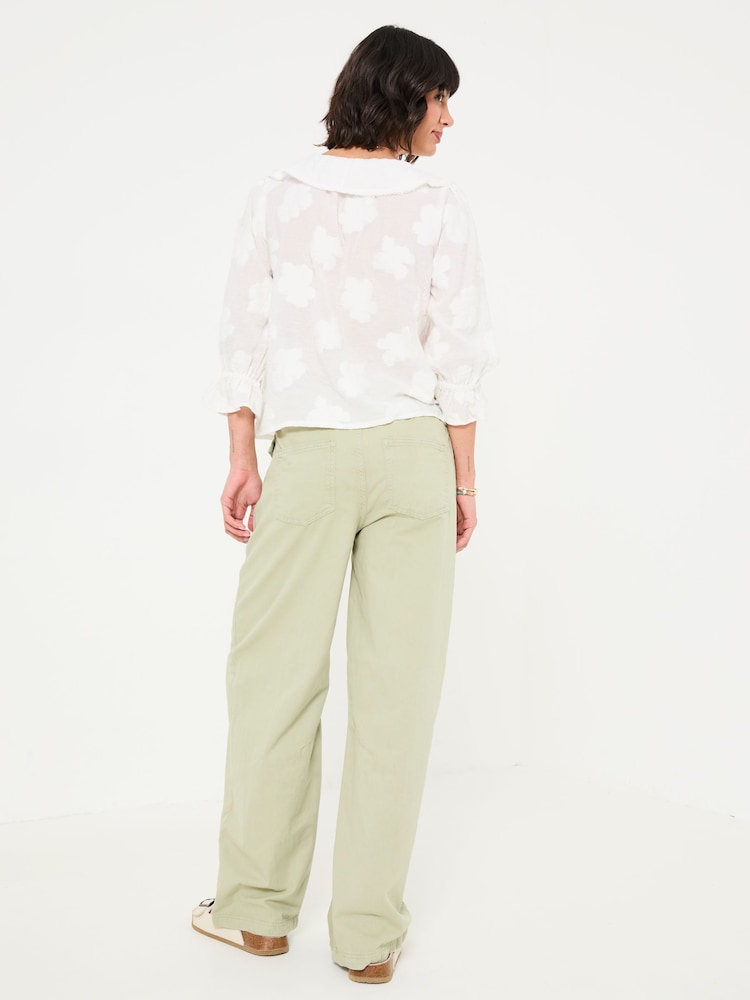 Fat Face Henrietta Light Green Wide Leg Cargo Trousers