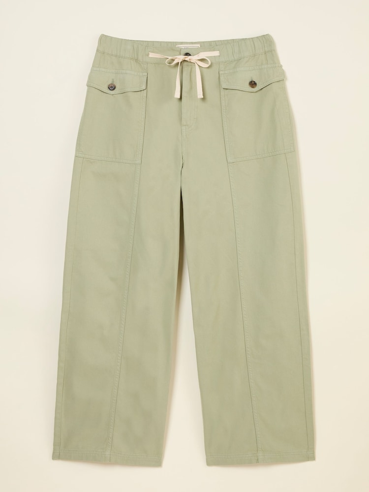 fat face Henrietta Light Green Wide Leg Cargo Trousers