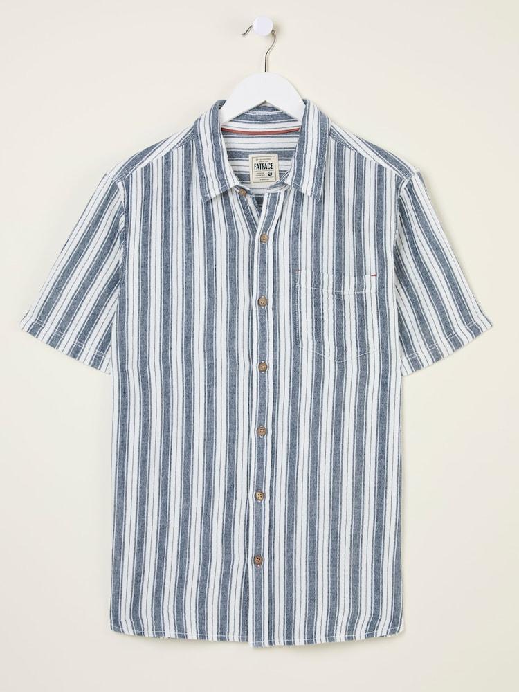 fat face Hyde Blue Short Sleeve Stripe 100% Cotton Shirt