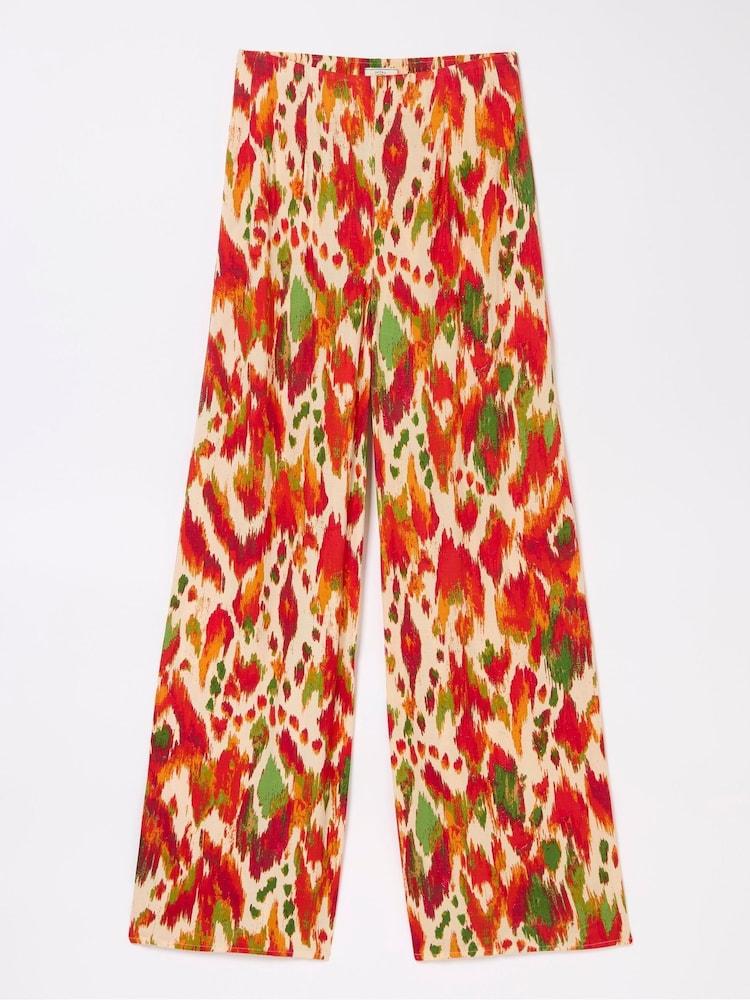 fat face Ines Orange Paradise Ikat Wide Leg Trousers