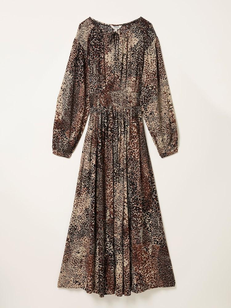 fat face Jaqs Light Brown Layered Animal Regular Midi Dress