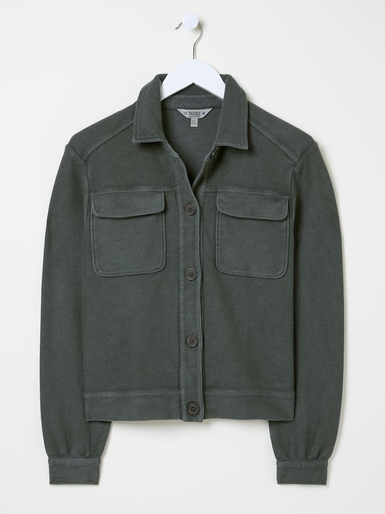 fat face Jenny Charcoal Grey 100% Cotton Jersey Shirt Jacket