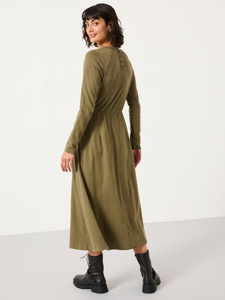 Fat Face Jonie Olive Green Petite Jersey Midi Dress