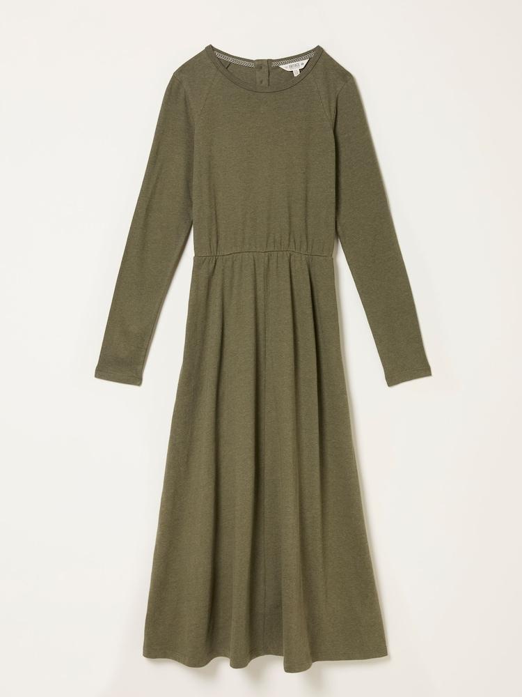 fat face Jonie Olive Green Petite Jersey Midi Dress