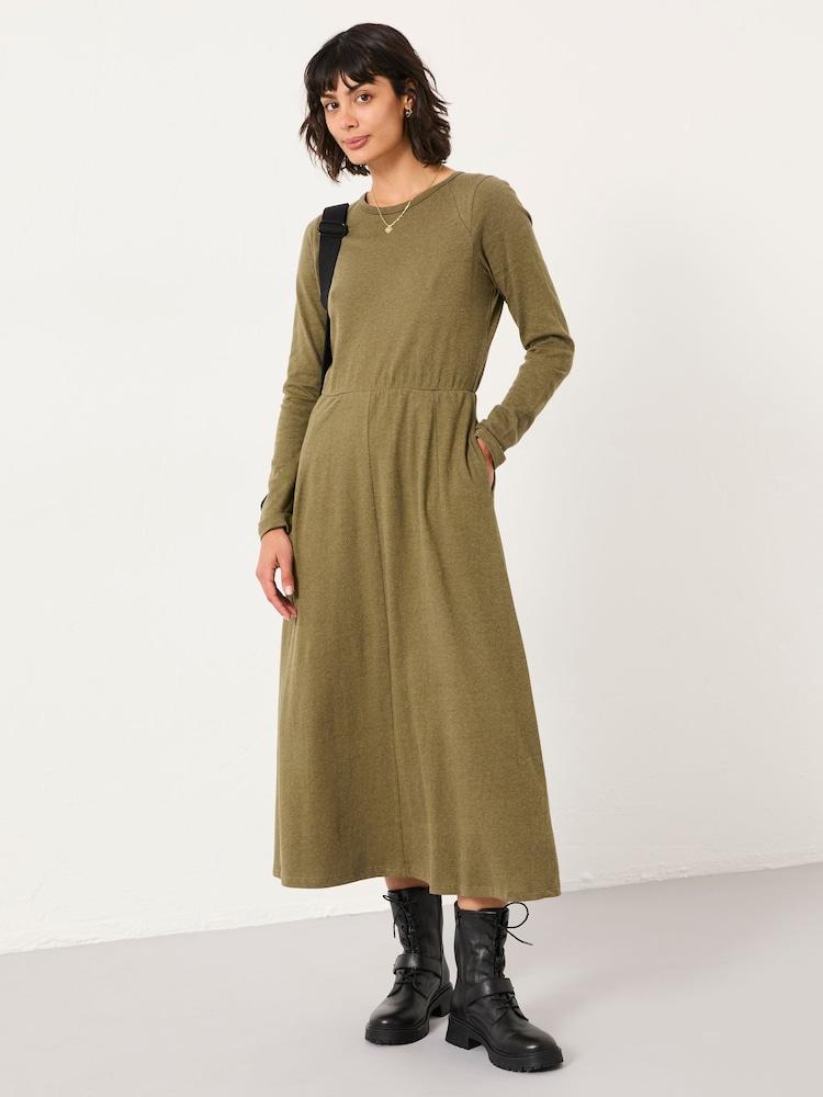 Fat Face Jonie Olive Green Regular Jersey Midi Dress