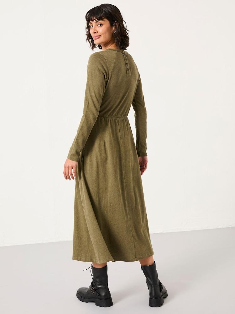 Fat Face Jonie Olive Green Regular Jersey Midi Dress