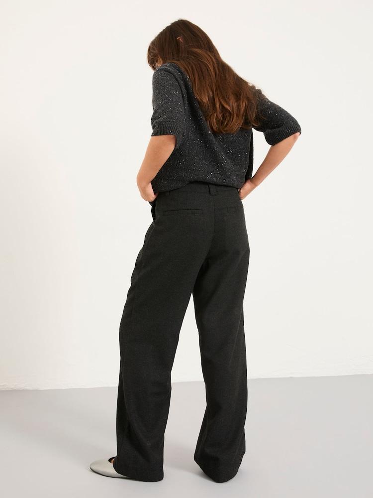 Fat Face Juno Charcoal Grey Check Straight Leg Trousers