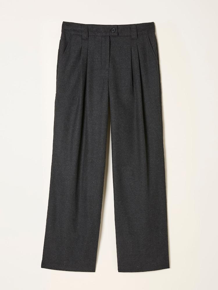 fat face Juno Charcoal Grey Check Straight Leg Trousers