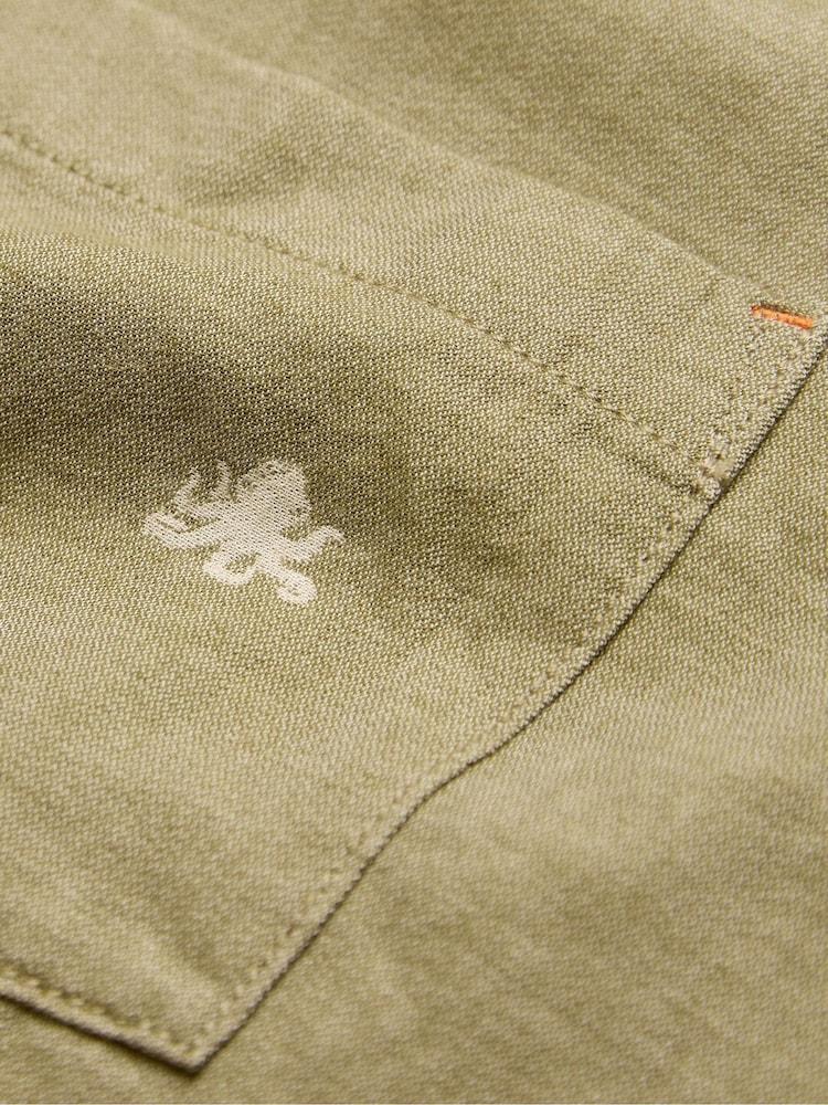 fat face Khaki Green Short Sleeve Octopus Embroidered Shirt