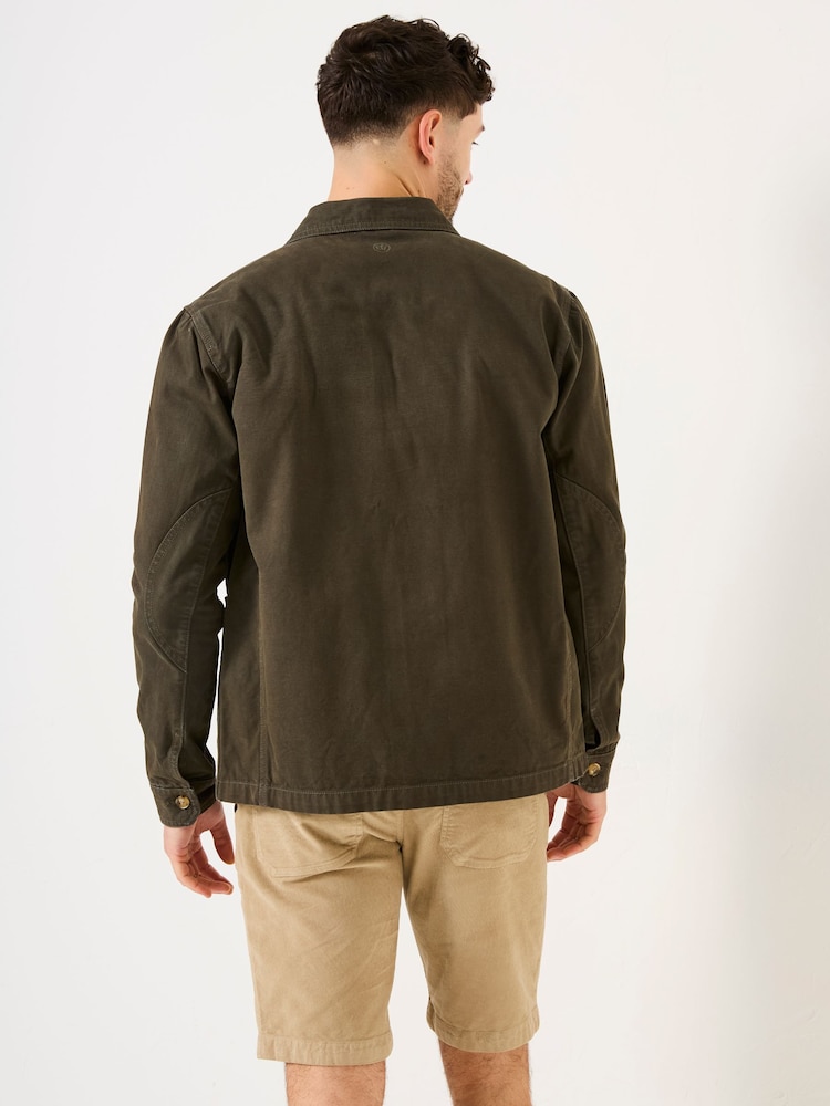Fat Face Khaki Green Washed Canvas Garment Dye Chore Jacket