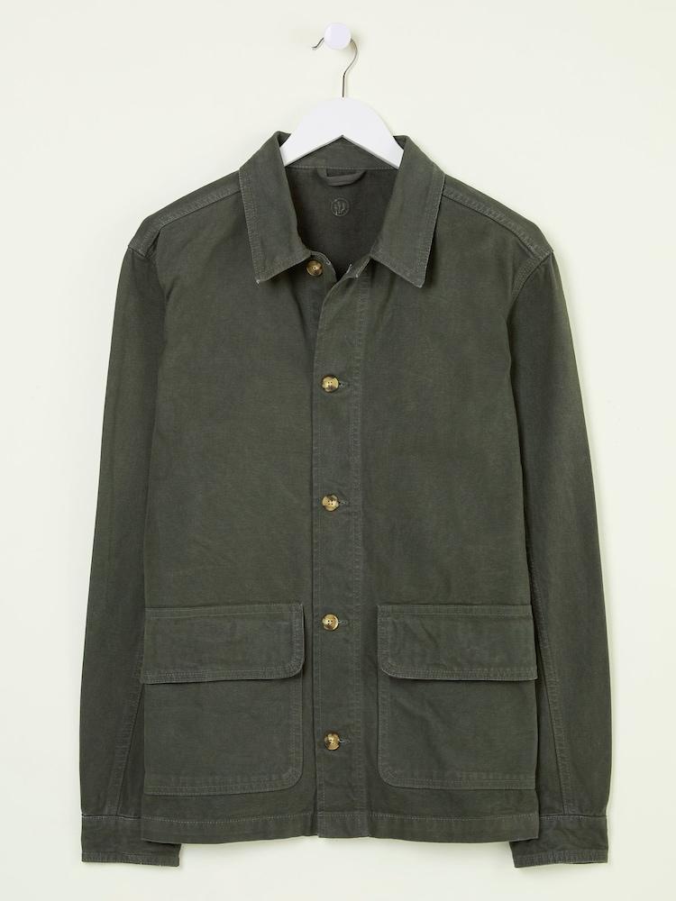 fat face Khaki Green Washed Canvas Garment Dye Chore Jacket