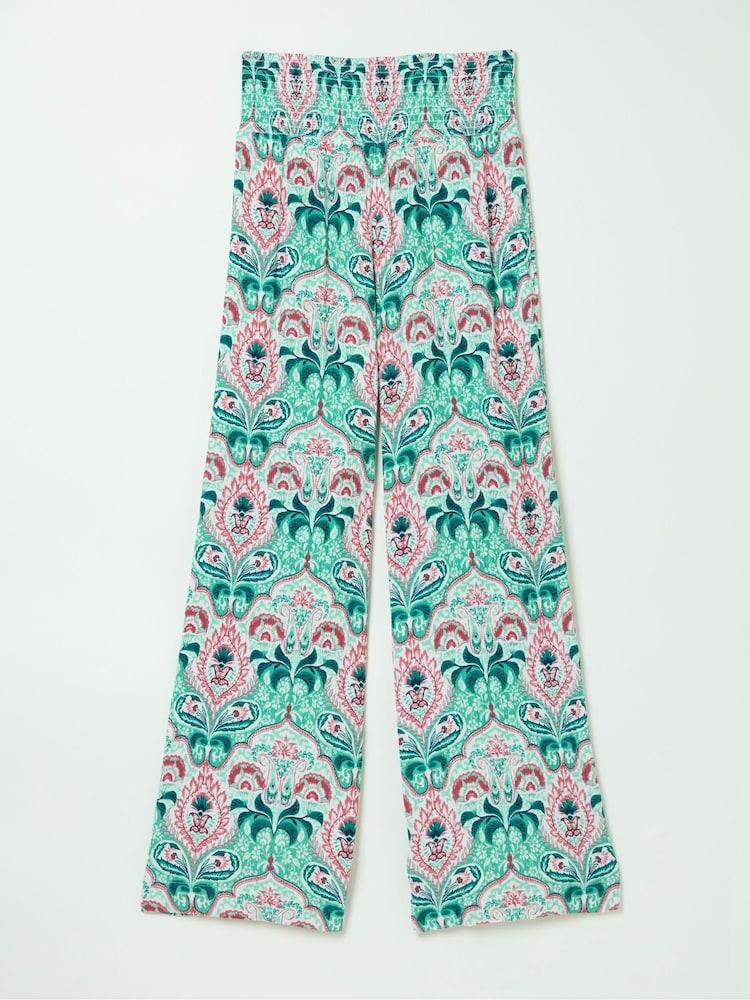 fat face Leila Green Mirror Paisley Palazzo Trousers