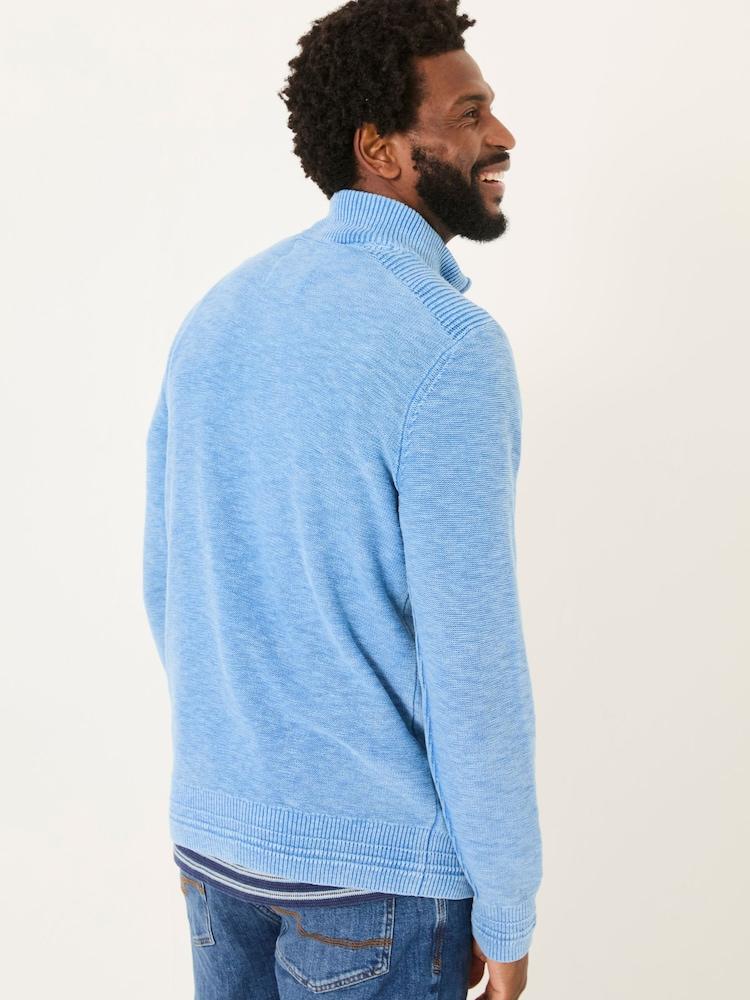 Fat Face Light Blue Berwick Laundered Half Neck Jumper