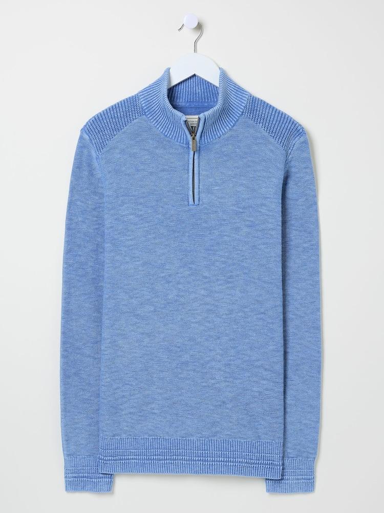 fat face Light Blue Berwick Laundered Half Neck Jumper