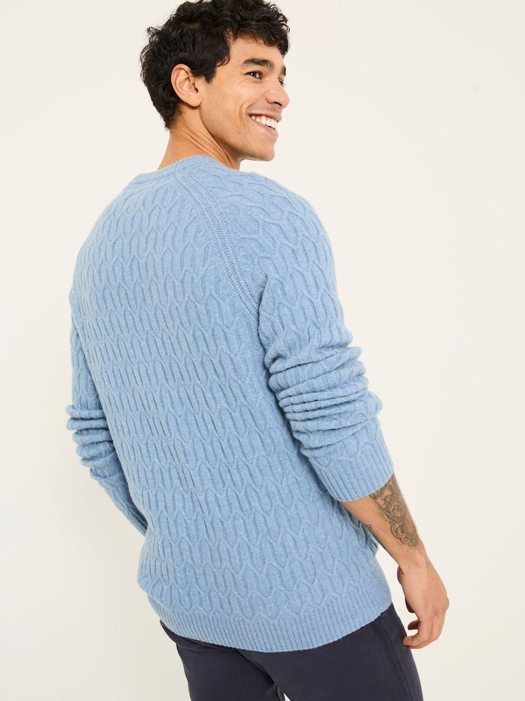 Fat Face Light Blue Hinton Textured Knitted Crew Neck Jumper