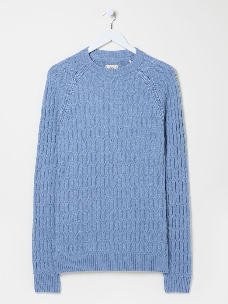 fat face Light Blue Hinton Textured Knitted Crew Neck Jumper