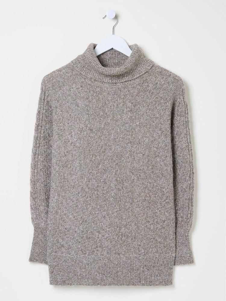 fat face Light Brown Amara Roll Neck Knitted Jumper