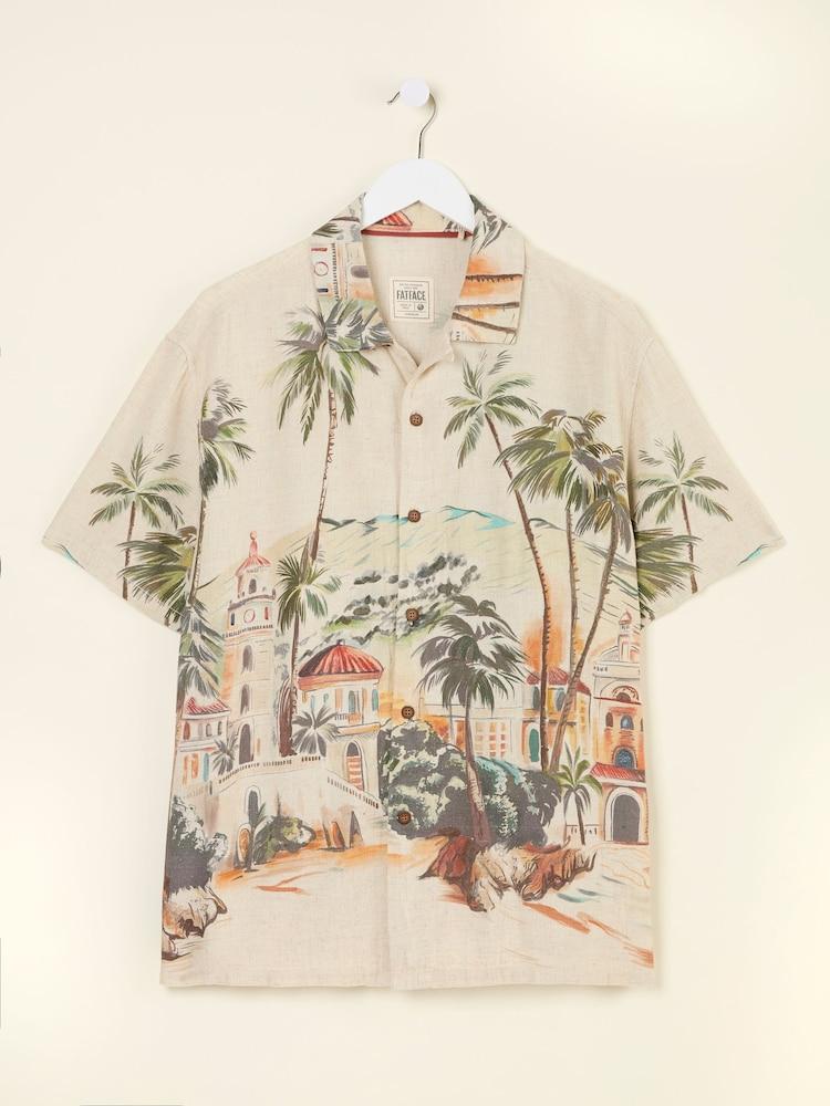 fat face Light Natural Short Sleeve Scene Print Shirt