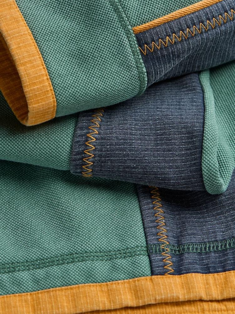 fat face Light Teal 100% Cotton Airlie Panel Quarter Zip Sweat Top