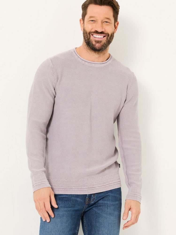Fat Face Lilac Purple Berwick Laundered Crew Neck Jumper