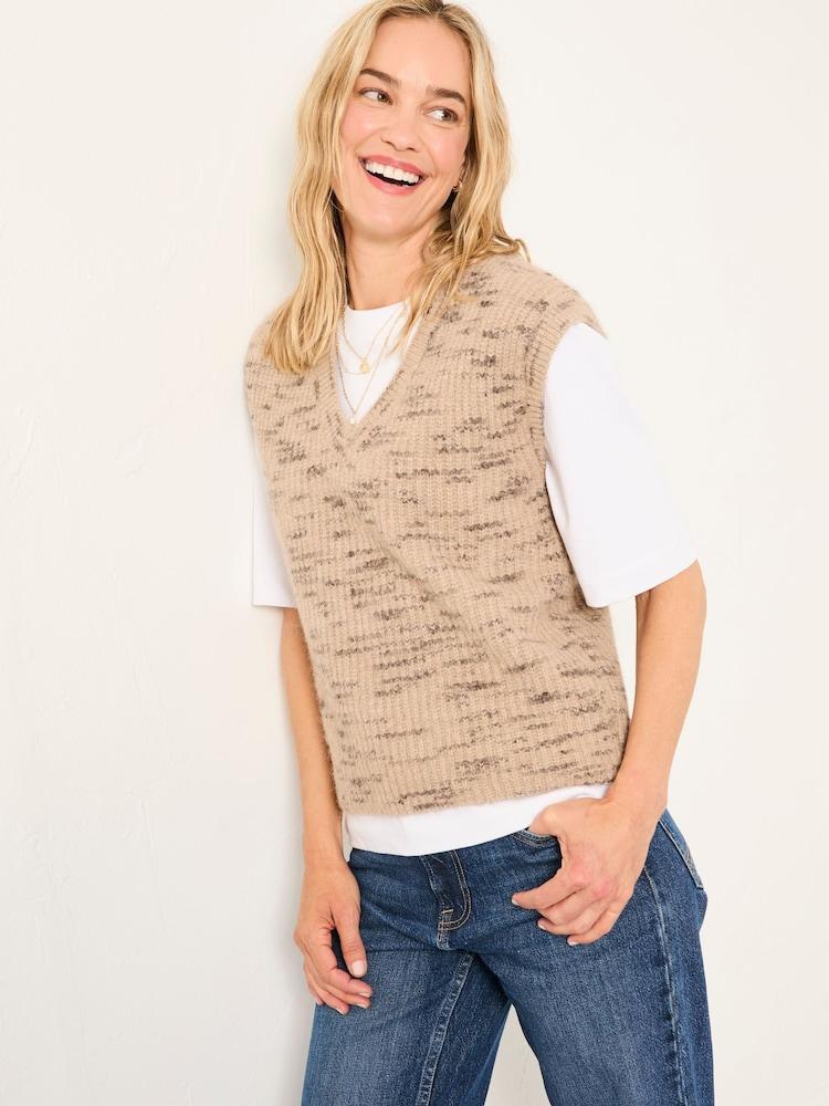 Fat Face Lillian Dark Natural Space Dye Knitted Tank