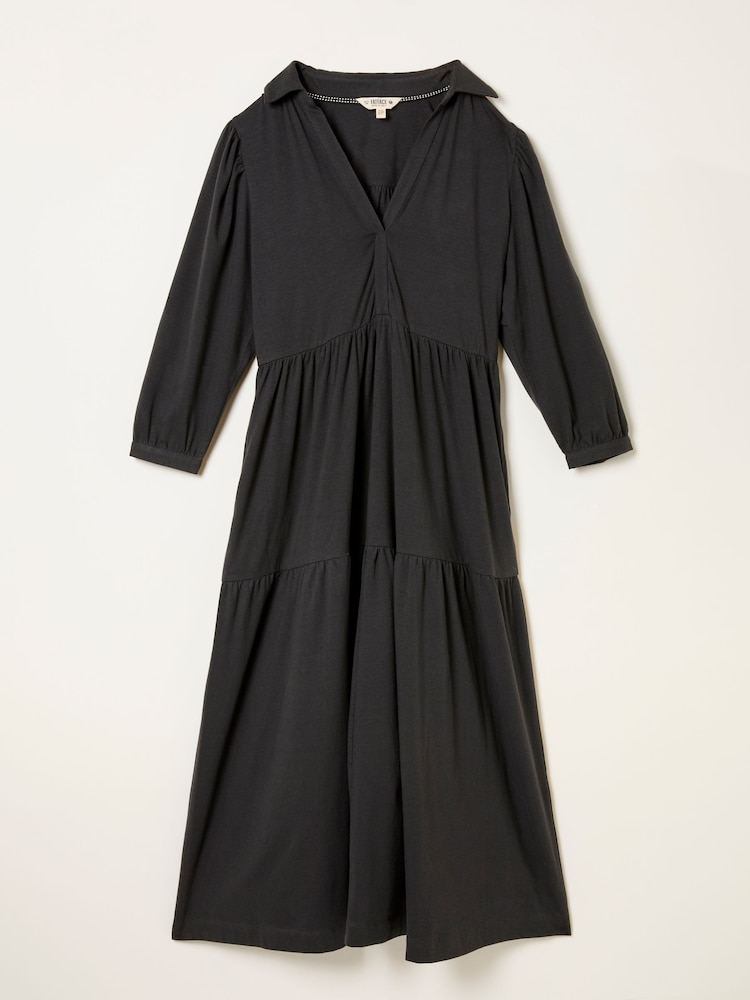fat face Lola Charcoal Grey Petite Jersey Midi Dress
