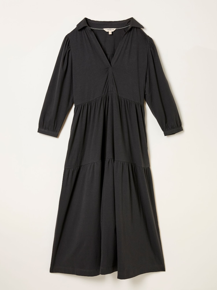 fat face Lola Charcoal Grey Regular Jersey Midi Dress