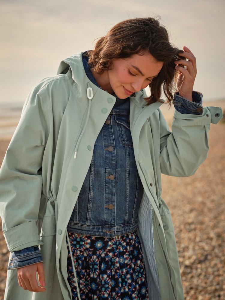 Fat Face Lola Light Green Lola Waterproof Long Coat